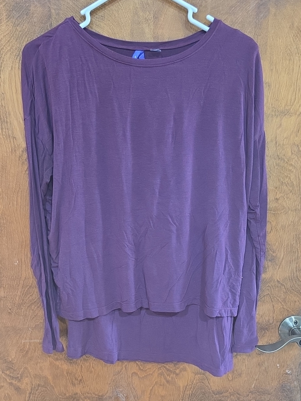 Maternity - Women’s Long Sleeve Layered Crew Neck Top - Purple